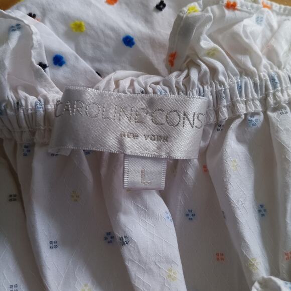 Caroline Constas Gia Cotton Off-Shoulder Puff Sleeve Blouse L - Picture 7 of 9